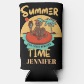 夏期、名前をカスタムするおもしろいビーチ休暇 スリム缶クーラー (正面)