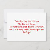 夏期BBQピクニックアンドクックアウト招待状 招待状 (裏面)