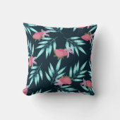 夏柄パーム葉ピンク クッション (正面)