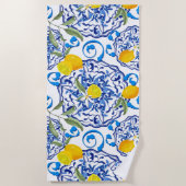 夏柑橘類，ボホー，ボヘミアン，フローラ地中海の  ビーチタオル (正面)