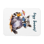 夏楽しむのタヌキの水色 マグネット (横)