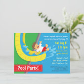 夏水スライドの誕生日のプールのパーティの招待状 招待状 (スタンド正面)