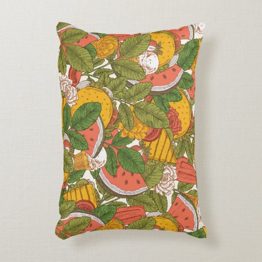 夏物の継ぎ目のない模様。サンウィチェス、アイスクリーム  アクセントクッション (正面(垂直))