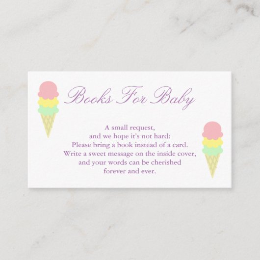 夏用アイスクリームベビーシャワーブックベビーカード エンクロージャーカード (正面)