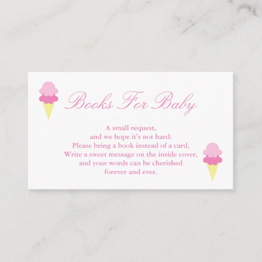 夏用アイスクリームベビーシャワーブックベビーカード エンクロージャーカード (正面)