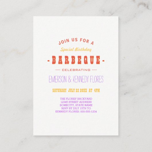 夏用BBQ夏用フローラ エンクロージャーカード (裏面)