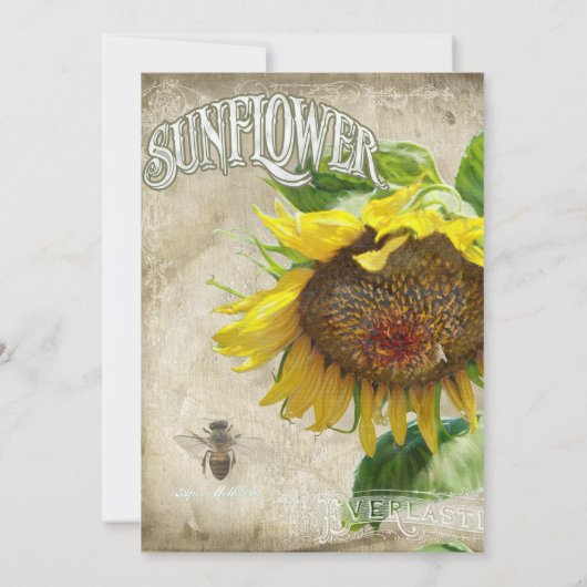 夏秋ひまわりフローラ素朴ウッドビー 招待状 (裏面)