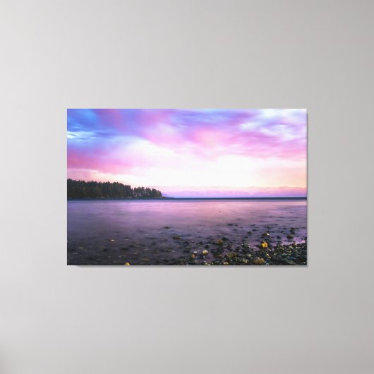 夏素晴らしの夕日が湾に浮かぶ キャンバスプリント (正面)