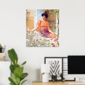 夏素晴らし花イタリアン付きヴィンテージの女の子 ポスター (ホームオフィス)