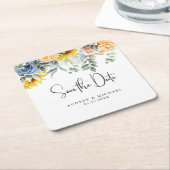 夏素朴フローラ救樹結婚生期日 スクエアペーパーコースター (アングル)