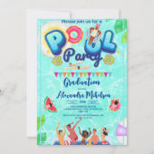 夏素朴プールパーティー卒業 招待状 (正面)