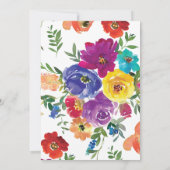 夏結婚のカラフル花 招待状 (裏面)