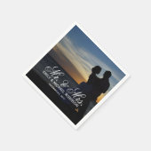 夏結婚の新郎新婦の写真 スタンダードカクテルナプキン (角)