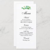 夏結婚の植物園。グリーンディナーメニュー メニュー (正面/裏面)