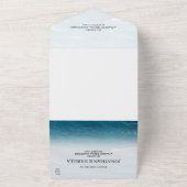 夏結婚の波の海の青いグラデーション海 オールインワン招待状 (外側)