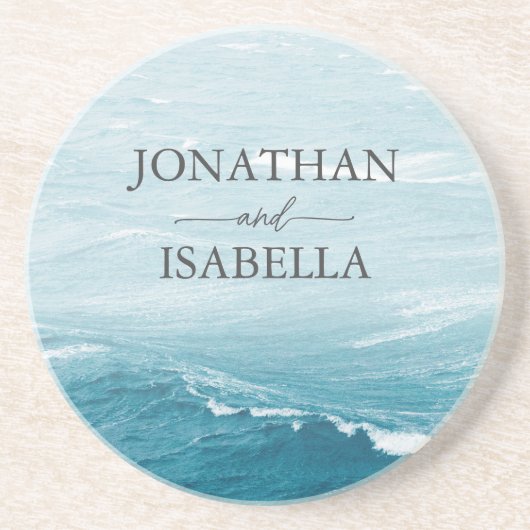 夏結婚の波の海の青いグラデーション海 コースター (正面)