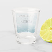 夏結婚の波の海の青いグラデーション海 ショットグラス (裏面)