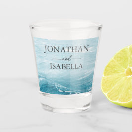 夏結婚の波の海の青いグラデーション海 ショットグラス
