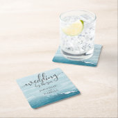 夏結婚の波の海の青いグラデーション海 スクエアペーパーコースター (インサイチュ)