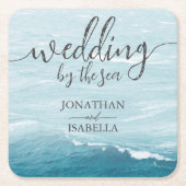 夏結婚の波の海の青いグラデーション海 スクエアペーパーコースター (正面)