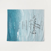 夏結婚の波の海の青いグラデーション海 タペストリー (正面(横))