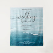 夏結婚の波の海の青いグラデーション海 タペストリー (正面)