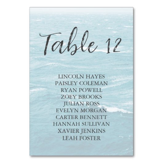 夏結婚の波の海の青いグラデーション海 テーブルナンバー (正面)