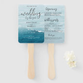 夏結婚の波の海の青いグラデーション海 ハンドファン (正面&裏面)