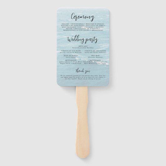 夏結婚の波の海の青いグラデーション海 ハンドファン (裏面)