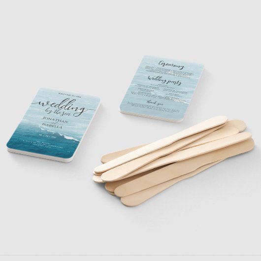 夏結婚の波の海の青いグラデーション海 ハンドファン (組立なし)