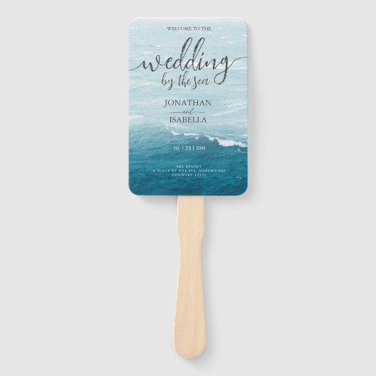 夏結婚の波の海の青いグラデーション海 ハンドファン (正面)