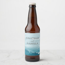 夏結婚の波の海の青いグラデーション海 ビールラベル