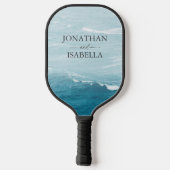 夏結婚の波の海の青いグラデーション海 ピックルボールラケット (裏面)