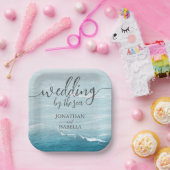 夏結婚の波の海の青いグラデーション海 ペーパープレート (パーティー)