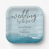 夏結婚の波の海の青いグラデーション海 ペーパープレート (正面)