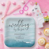 夏結婚の波の海の青いグラデーション海 ペーパープレート (パーティー)