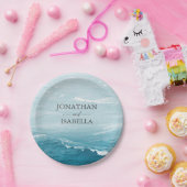 夏結婚の波の海の青いグラデーション海 ペーパープレート (パーティー)