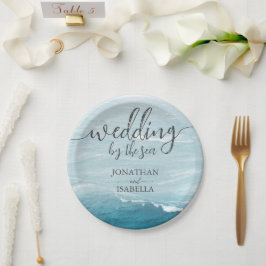 夏結婚の波の海の青いグラデーション海 ペーパープレート