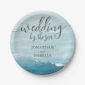 夏結婚の波の海の青いグラデーション海 ペーパープレート (正面)