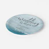 夏結婚の波の海の青いグラデーション海 ペーパープレート (アングル)