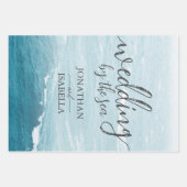 夏結婚の波の海の青いグラデーション海 ラッピングペーパーシート (正面)