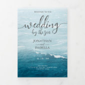 夏結婚の波の海の青いグラデーション海 三つ折りプログラム (カバー)