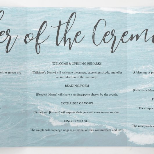 夏結婚の波の海の青いグラデーション海 三つ折りプログラム (内部中)