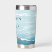 夏結婚の波の海の青いグラデーション海 保温保冷タンブラー (背面)