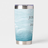 夏結婚の波の海の青いグラデーション海 保温保冷タンブラー (正面)