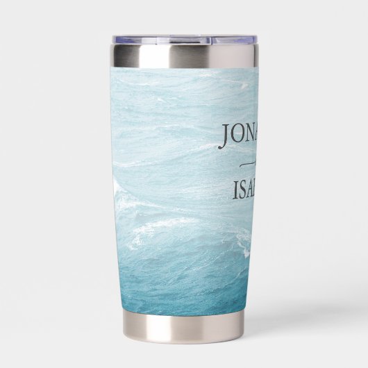 夏結婚の波の海の青いグラデーション海 保温保冷タンブラー (正面)