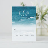 夏結婚の波の海の青いグラデーション海 出欠カード (スタンド正面)