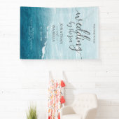 夏結婚の波の海の青いグラデーション海 横断幕 (インサイチュ)