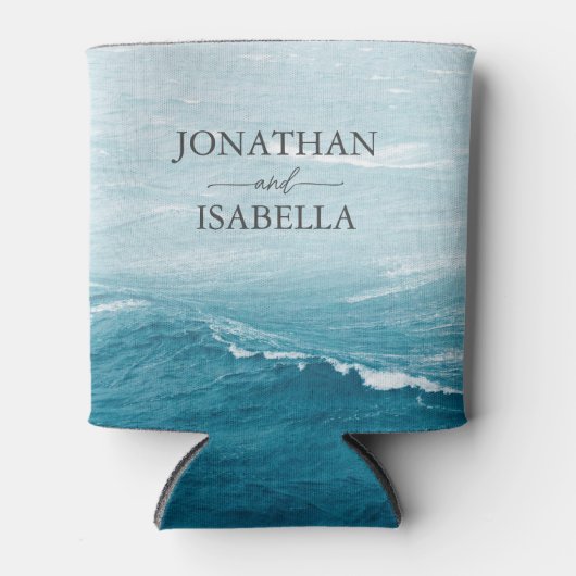 夏結婚の波の海の青いグラデーション海 缶クーラー (正面)