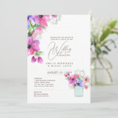 夏結婚の花かわいらしロマンチックスタイル 招待状 (スタンド正面)